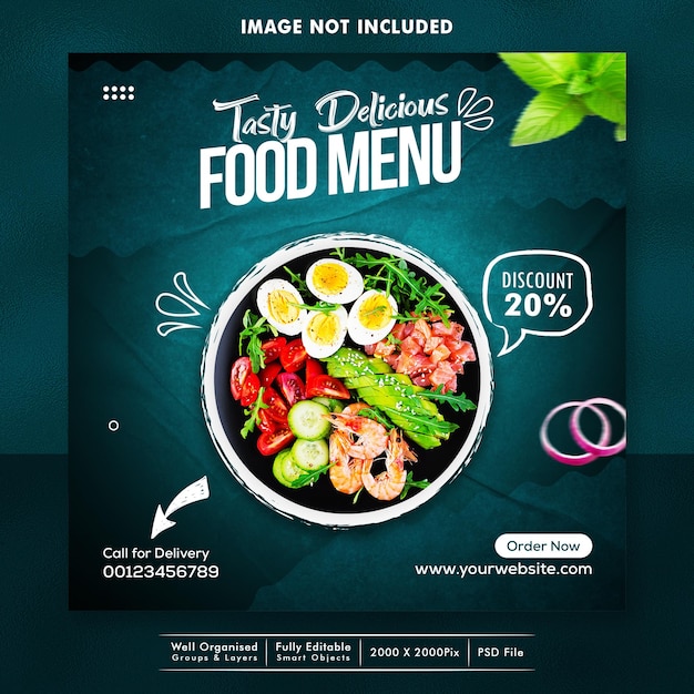 Social media food banner design template