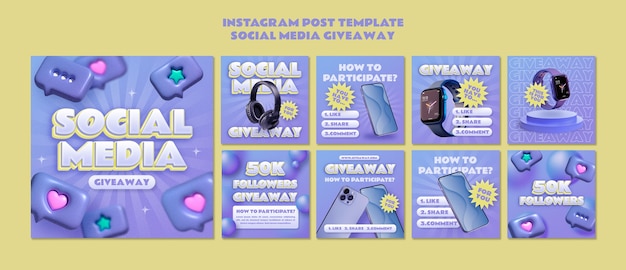 PSD social media giveaway template design