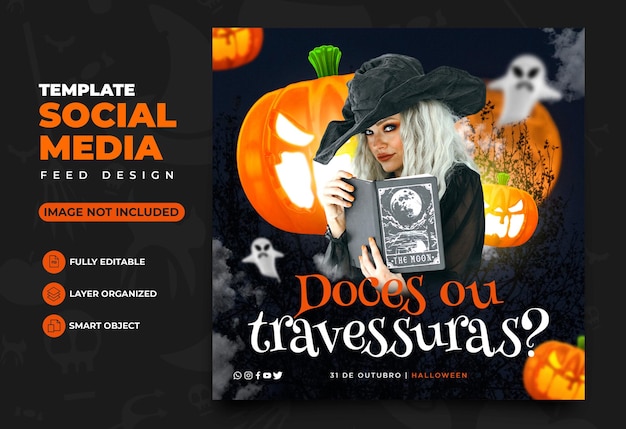 social media halloween trick or treat in brazilian portuguese