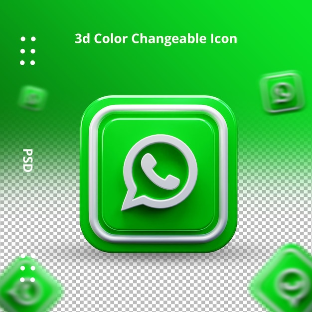 social media icon 3d illustration whats app social media 3d button logo