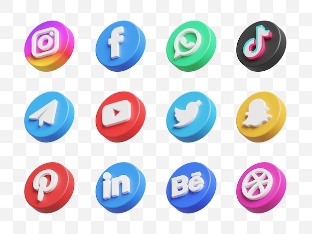 Social Media Icon Collection 3D