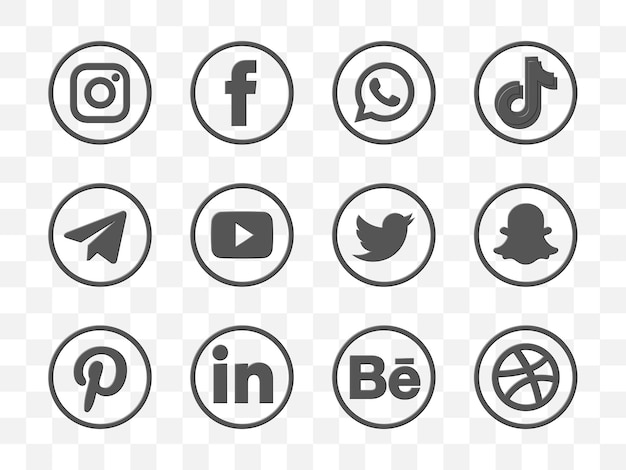 Social Media Icon Collection 3D