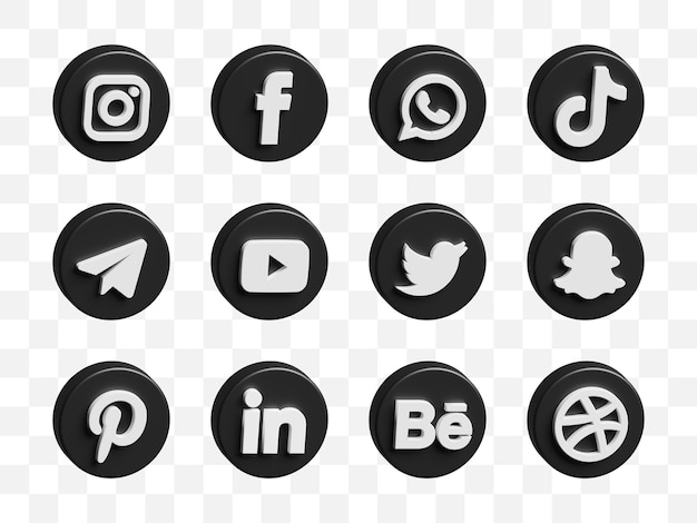 PSD social media icon collection 3d