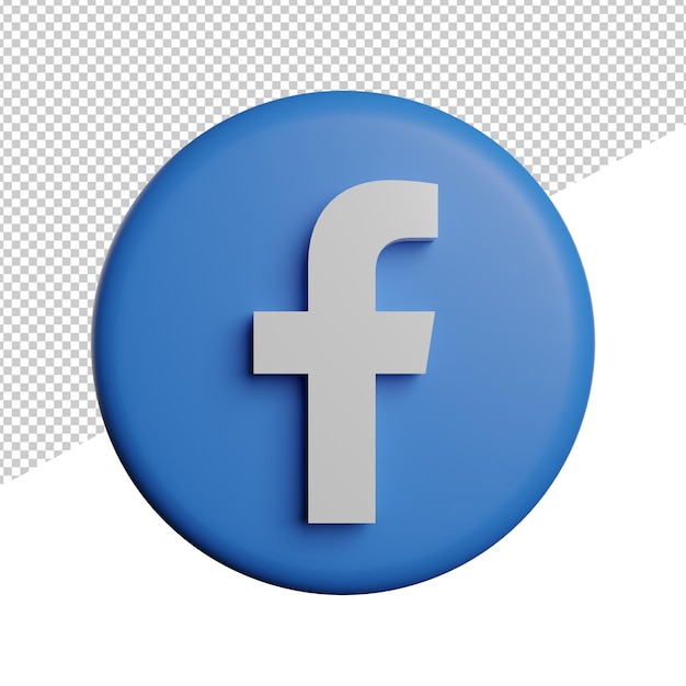 Social media icon round facebook front view 3d illustration rendering transparent background