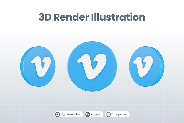 Social media icon vimeo logo isolated 3d render