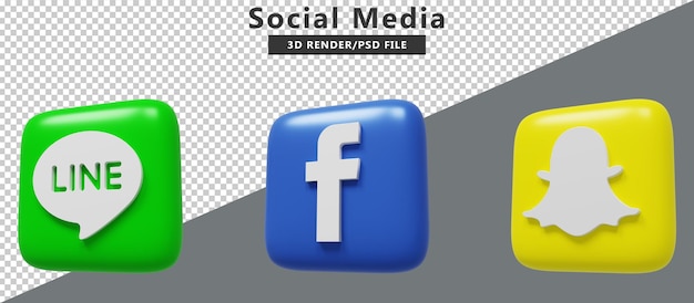 Social media icons logos 3d render Premium PSD