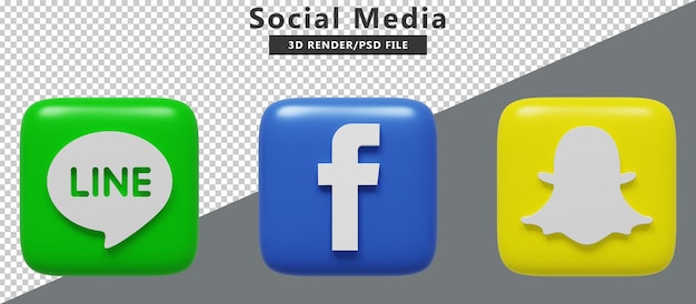 Social media icons logos 3d render Premium PSD