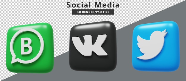 Social media icons logos 3d render Premium PSD