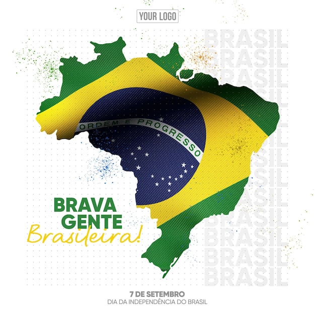 Social media instagram feed template Independence from brazil brave brazilian people!