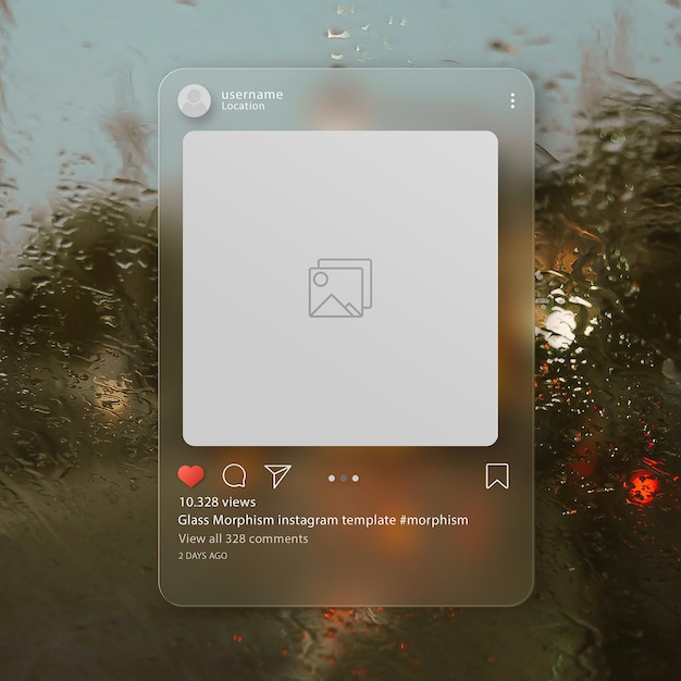 PSD social media instagram glass morphism post template