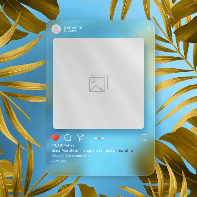 PSD social media instagram glass morphism post template