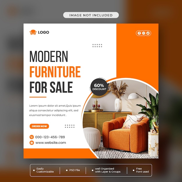 Social media Instagram post furniture sale banner template