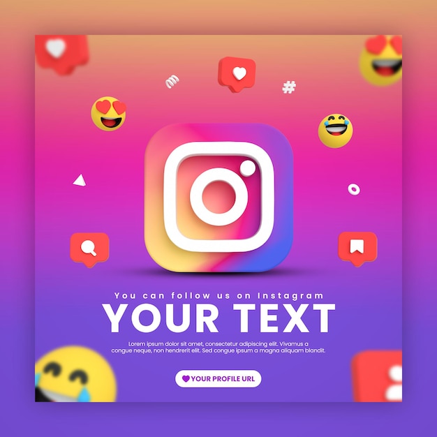 Social media instagram post template with emojis and icons