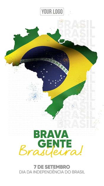 Social media instagram stories template Independence from brazil brave brazilian people!