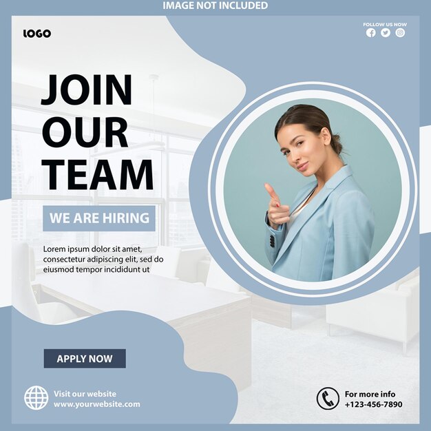 PSD social media job hiring flyer template