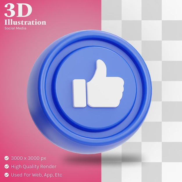 Social media like illustration 3d