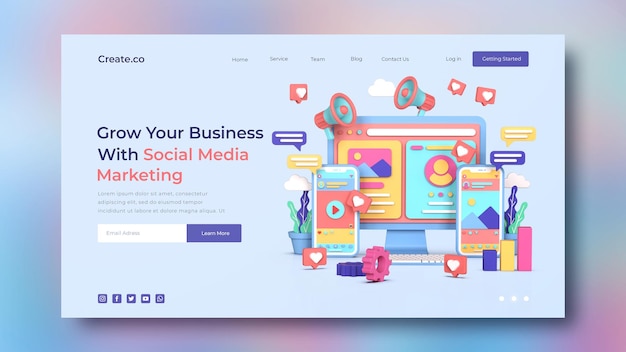 Social media marketing landing page template