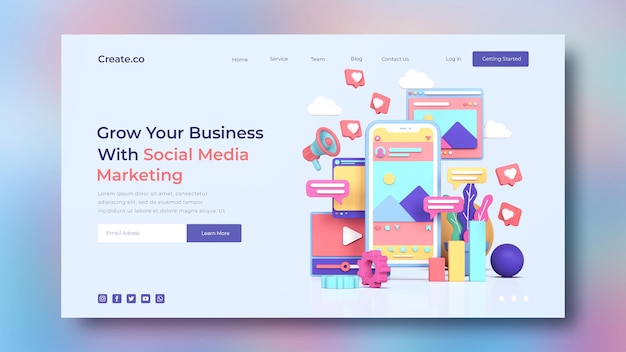 Social media marketing landing page template