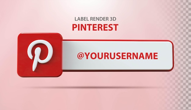 Social Media Pinterest Icon with Label 3d Rendering