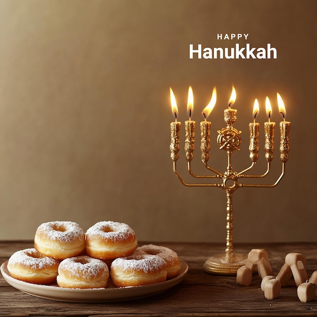 Social Media Post Banner Template for Happy Hanukkah