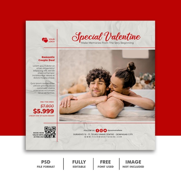 Social Media Post Banner Template For Valentine Couple