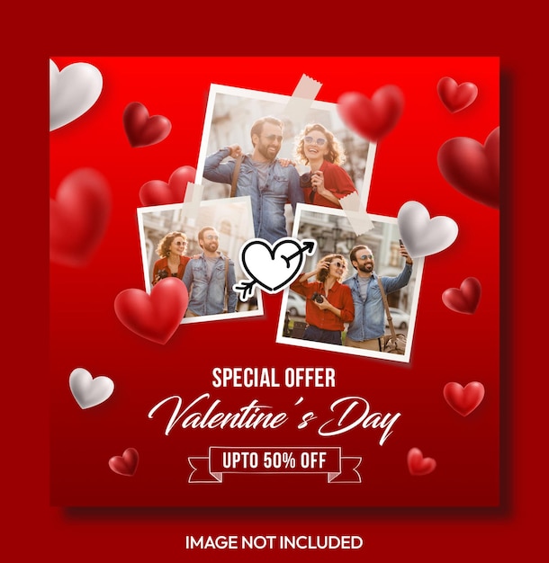 Social media post banner template for valentine couple