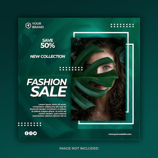 Social media post banner template with fashion sale promotion concept