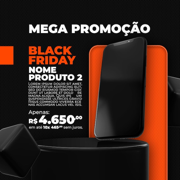 Social media post black friday 3d render template design for marketing campaign