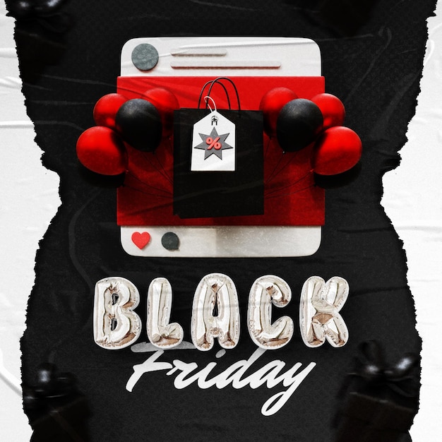 PSD social media post black friday 3d render template design