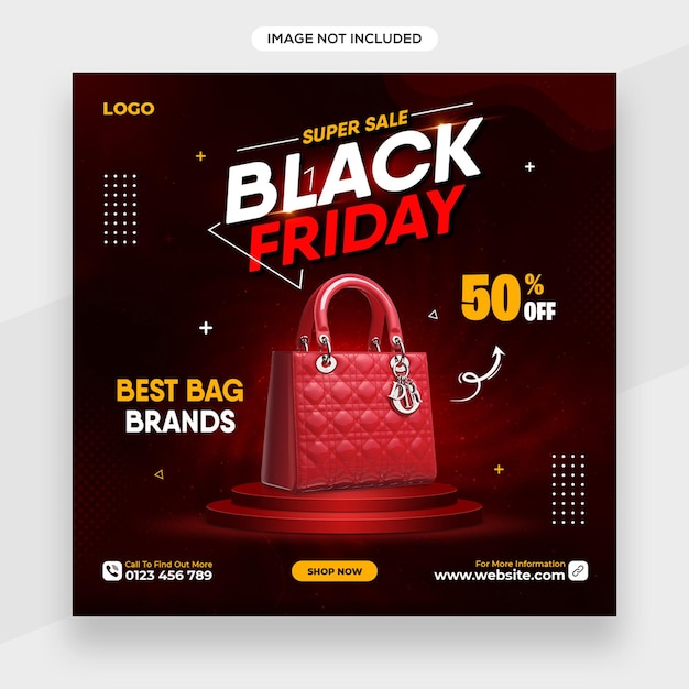 Social media post black friday for instagram with super offers and promotions