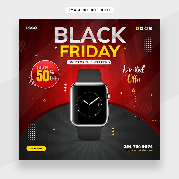 Social media post black friday for instagram with super offers and promotions