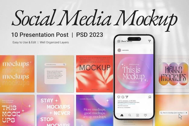 Social Media Post Colorful Collection Mockup