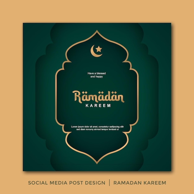 social media post design ramadan kareem modern design golden green 26