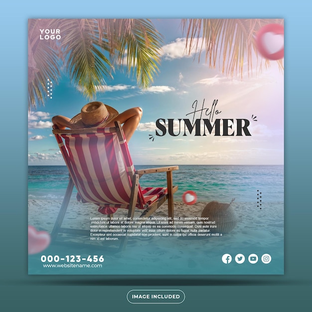 PSD social media post design for a summer day