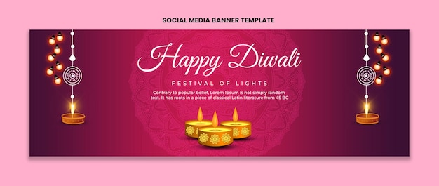 PSD social media post diwali festival of light banner template