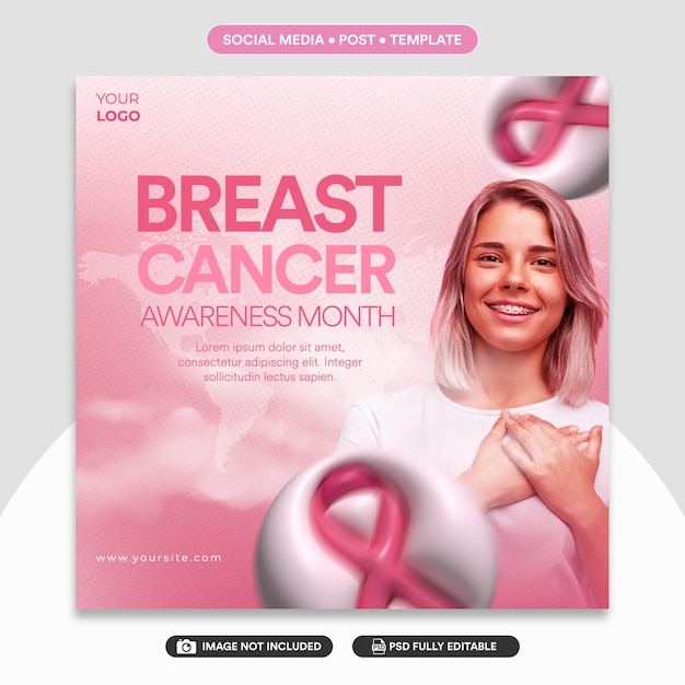 social media post feed breast cancer take care pink ribbon 3d