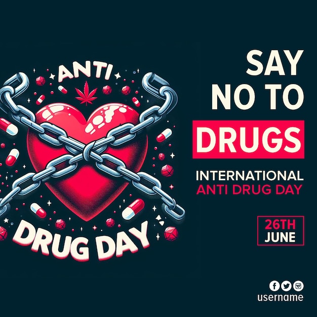 Social media post for International Day against Drug Abuse and Illicit Trafficking