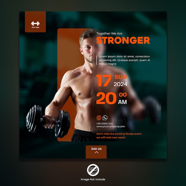 PSD a social media post for a man with a strong muscles on it