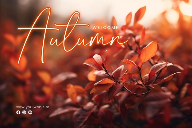 PSD social media post poster welcome autumn