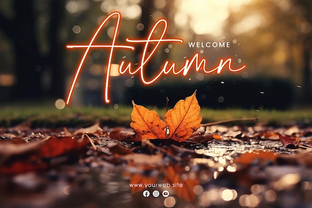 PSD social media post poster welcome autumn