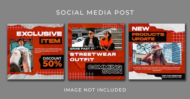 social media post streetwear fashion set template