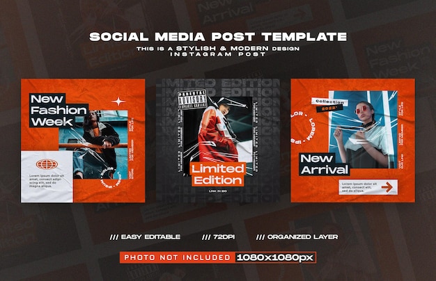 Social media post streetwear fashion set template