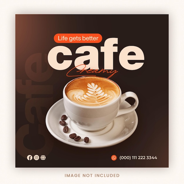 PSD social media post template coffee