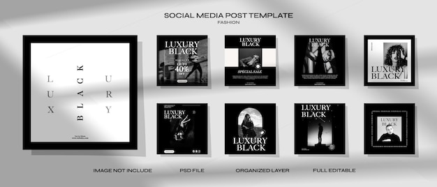 Social media post template for fashion sale luxury black