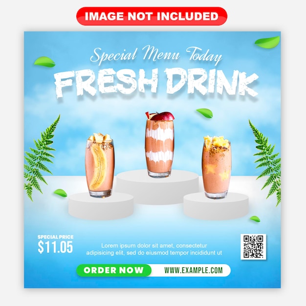 Social media post template fresh drink menu