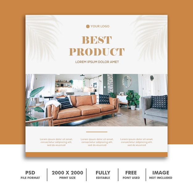 Social Media Post Template Instagram, Furniture Decoration Gold