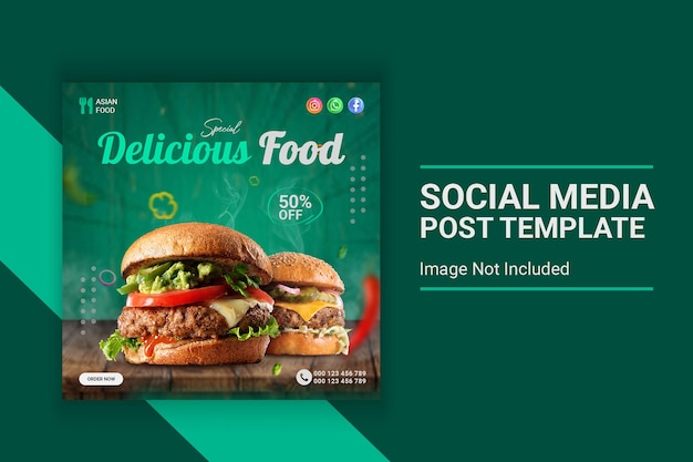 social media post template special burger social media and banner template PSD file