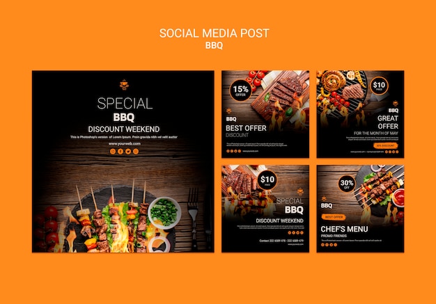 Social media post template with bbq