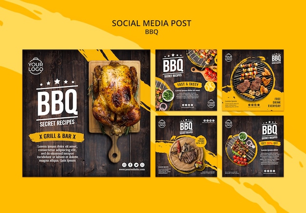 Social media post template with bbq