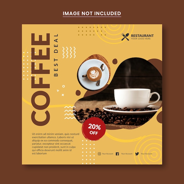 Social media post template with coffee theme isolated